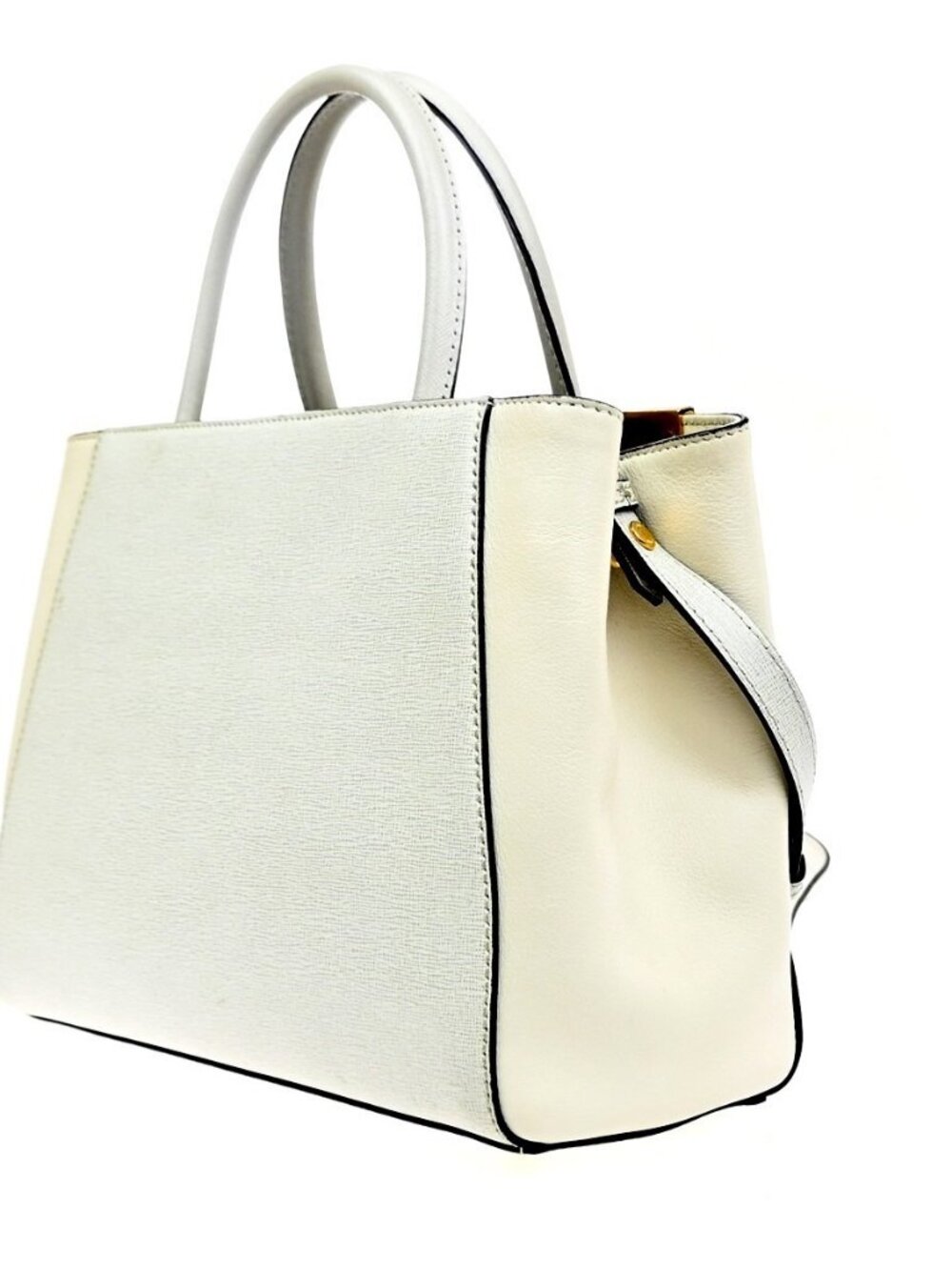 FENDI Logo 2Jours 2Way Shoulder Hand Bag Leather Charm White GHW Italy 70YH941 - Picture 4 of 15